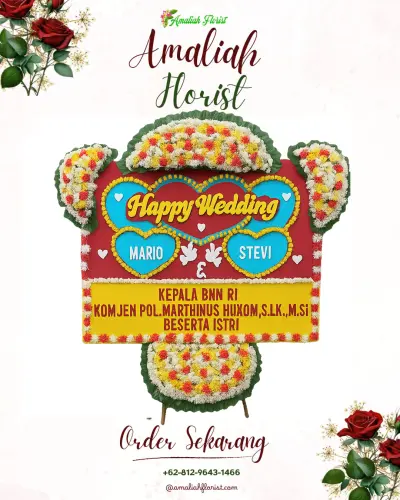 Karangan Papan Bunga Pernikahan di Pamotan
